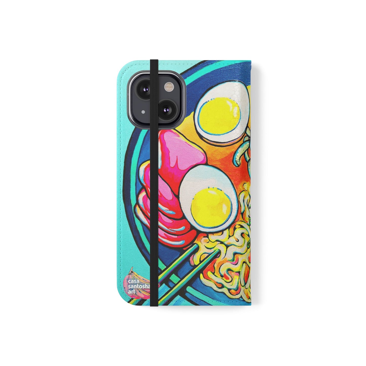 Neon Ramen Flip Phone Case – Wallet Cover with Card Slots