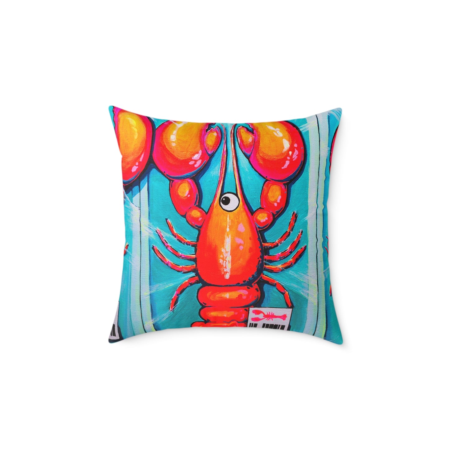 Neon Lobster Art Canvas Decorative Pillow