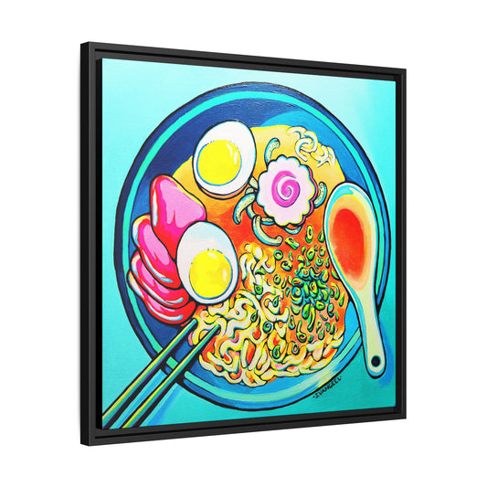 Framed Neon Ramen Canvas Print