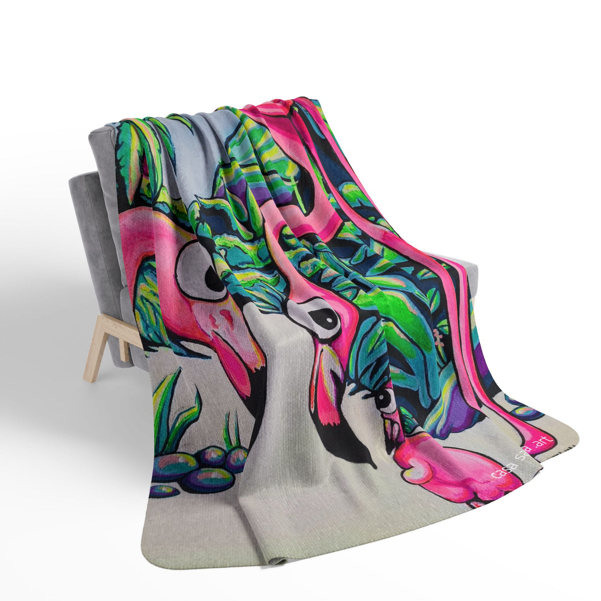 Cyclops Flamingo Family Fleece Sherpa Blanket