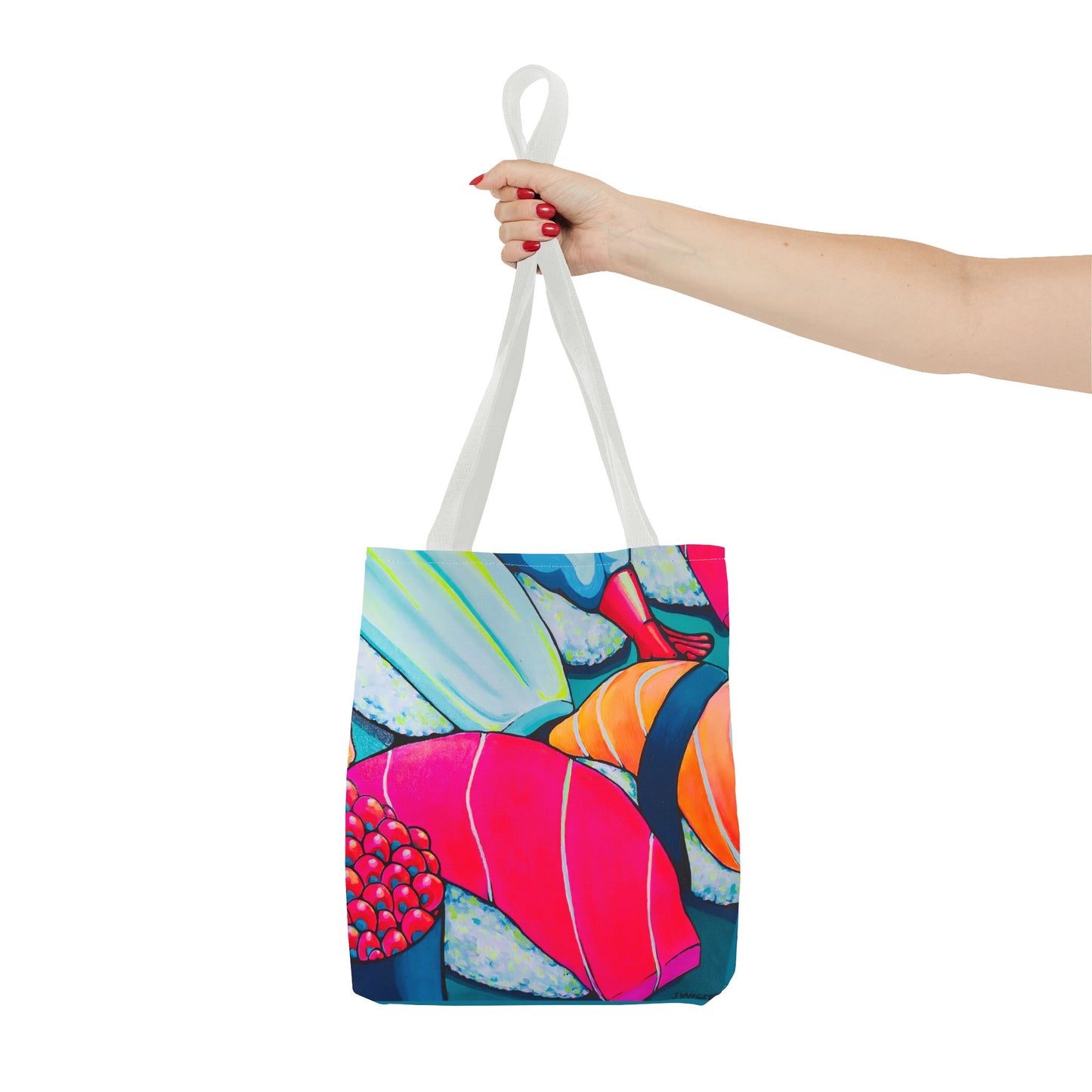 Sac fourre-tout Sushi Néon Premium, Design d'artiste original, Sac de courses réutilisable, Écologique