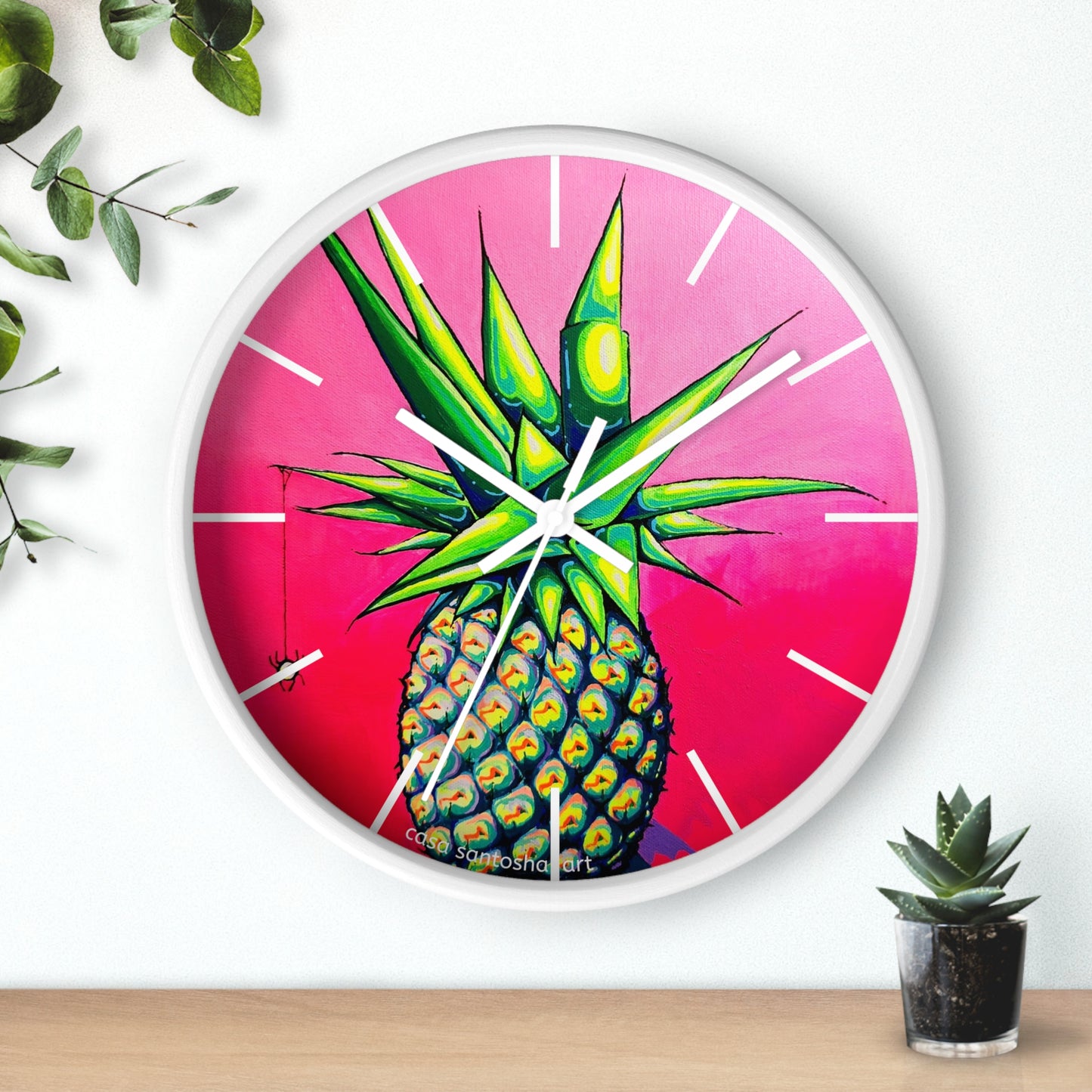 Neon Pineapple Pop Art Wall Clock