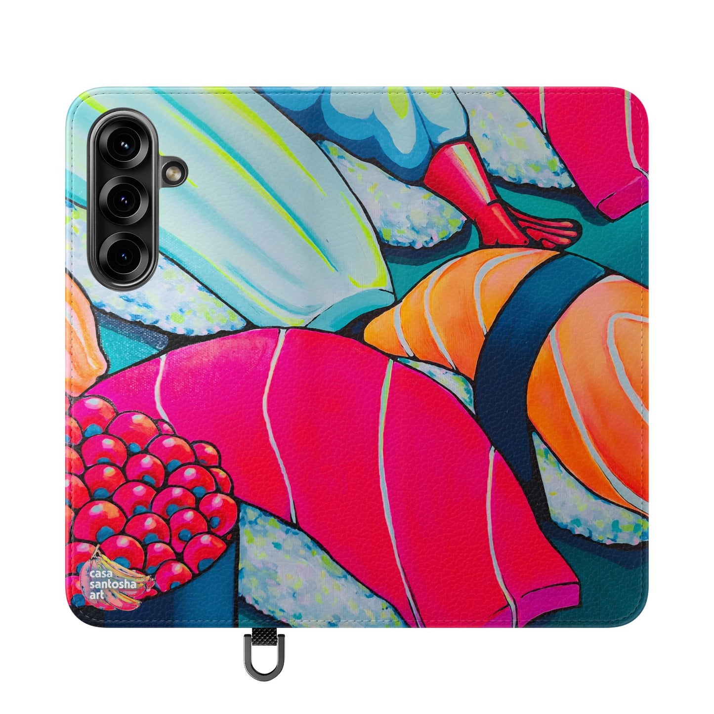 Étui portefeuille pour téléphone à clapet Neon Sushi avec porte-cartes