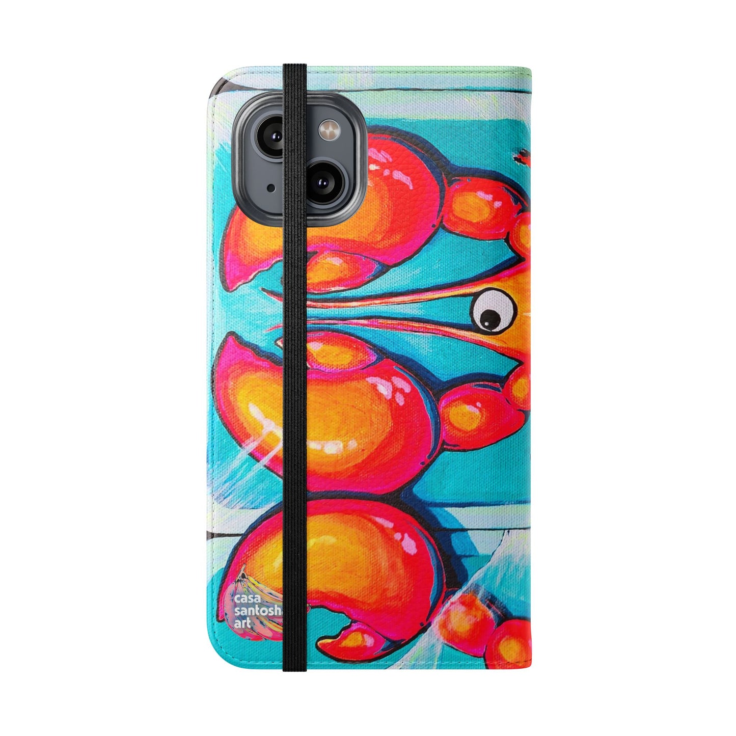 Neon Lobster Flip Phone Case – Wallet Cover with Card Slots