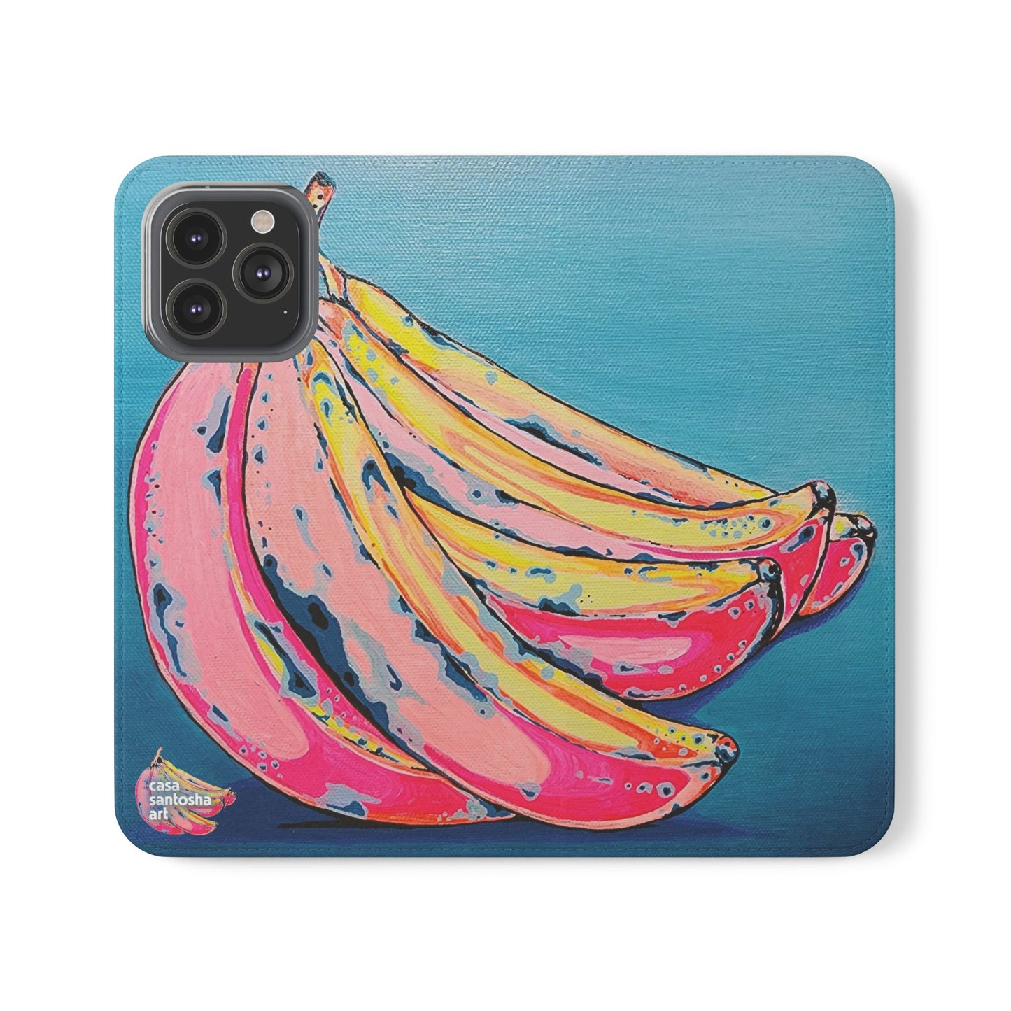 Neon Bananas Flip Phone Case – Wallet Cover with Card Slots