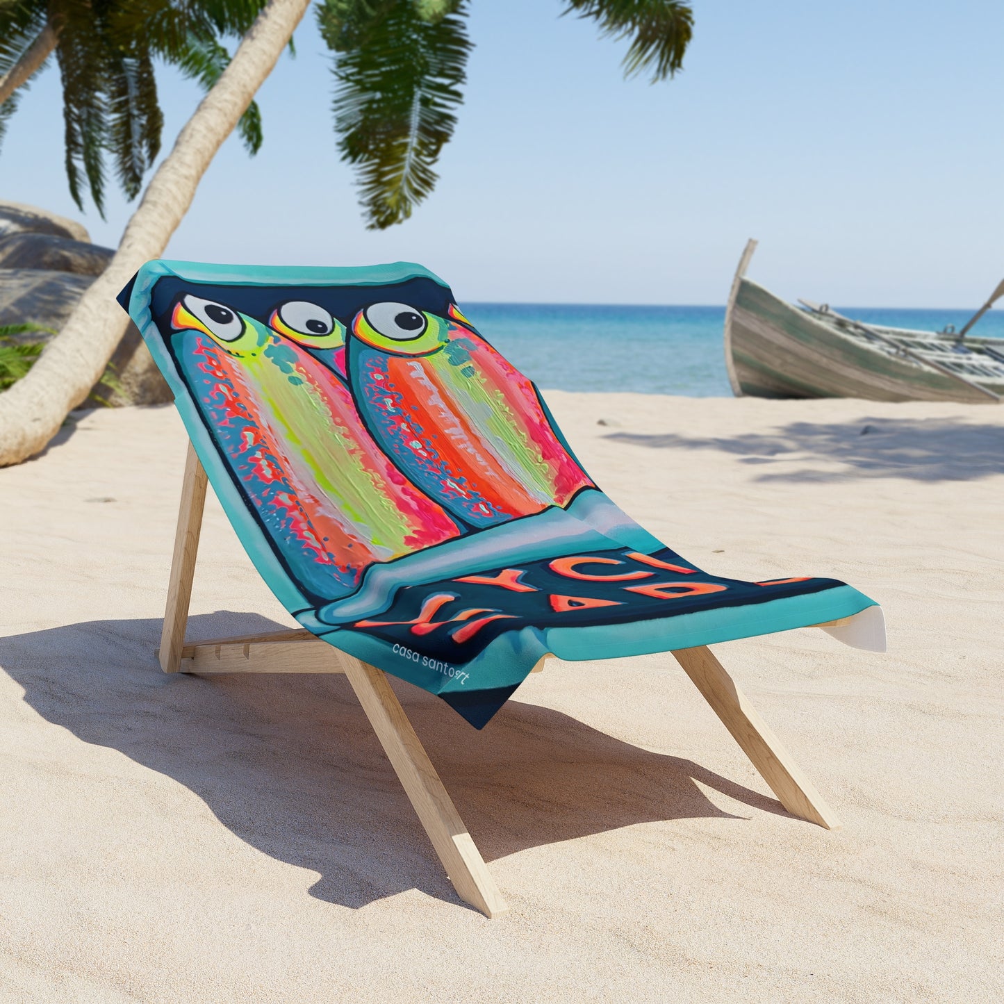 Neon Sardines Beach Towel for Summer Fun and Vacation Essentials
