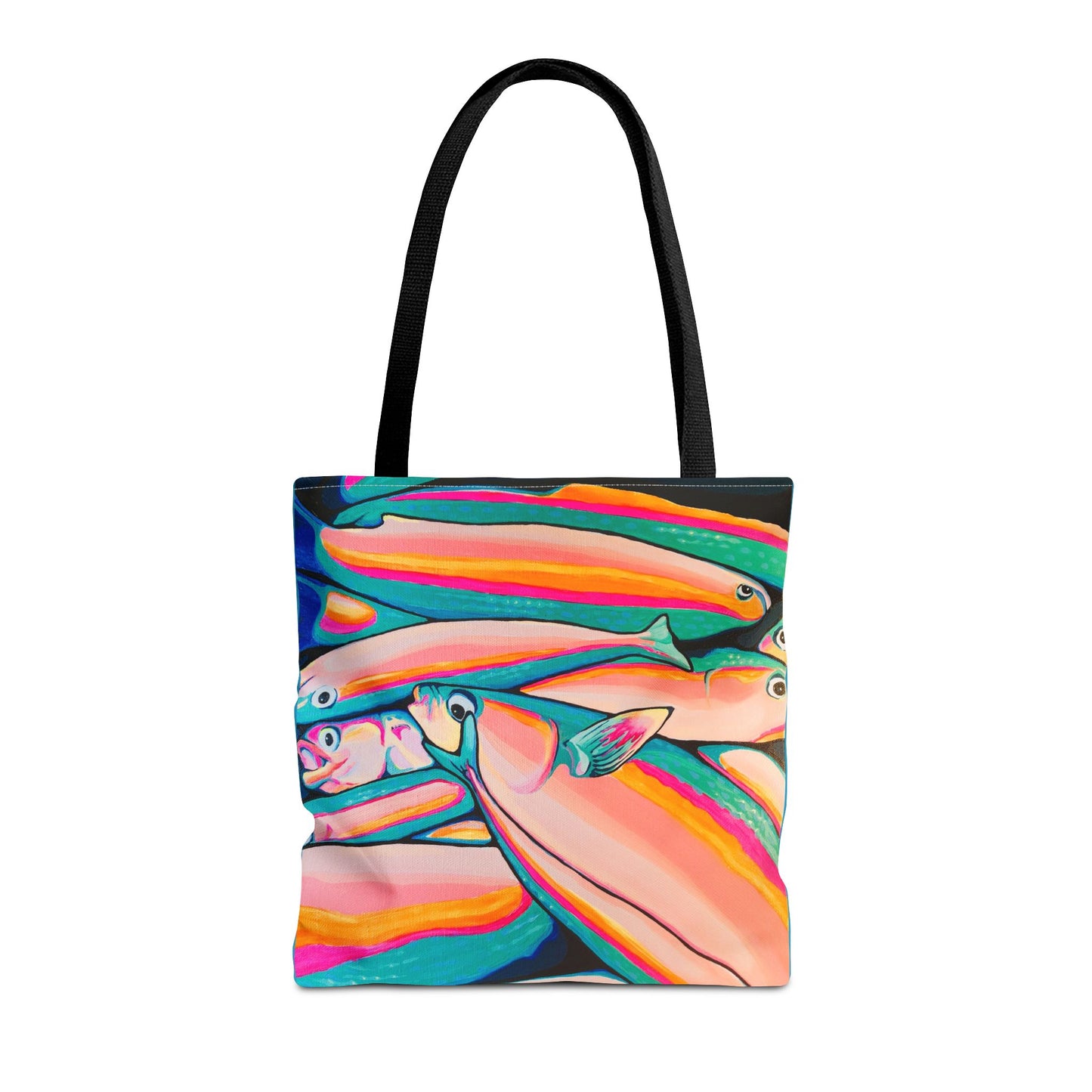 Premium Neon Fish Tote Bag, Original Artist Design, Reusable Shopping Tote, Eco-Friendly