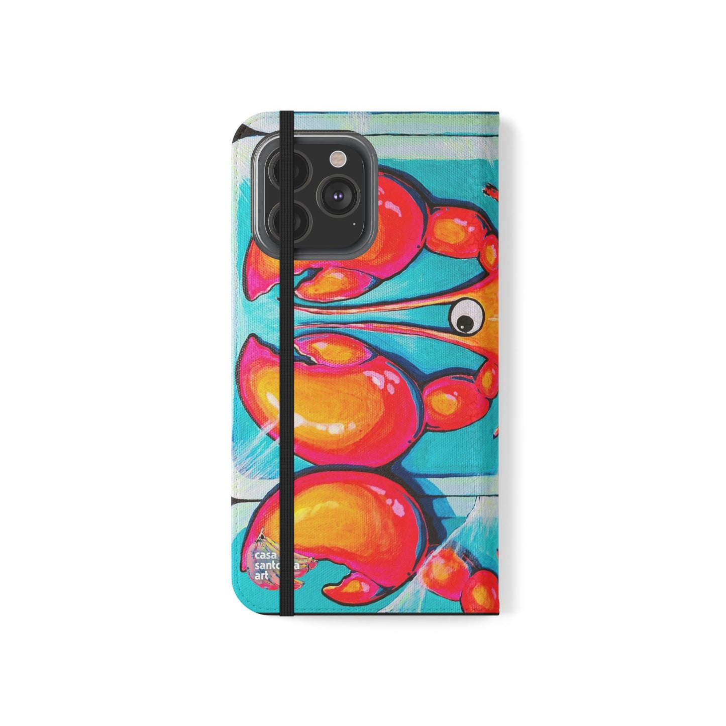 Neon Lobster Flip Phone Case – Wallet Cover with Card Slots
