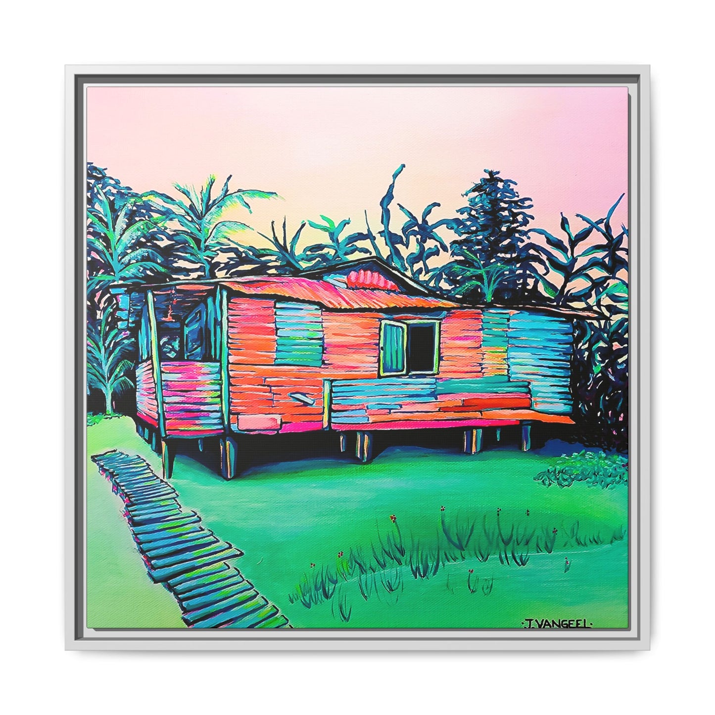 Framed Luis Russell House Bocas Canvas Print