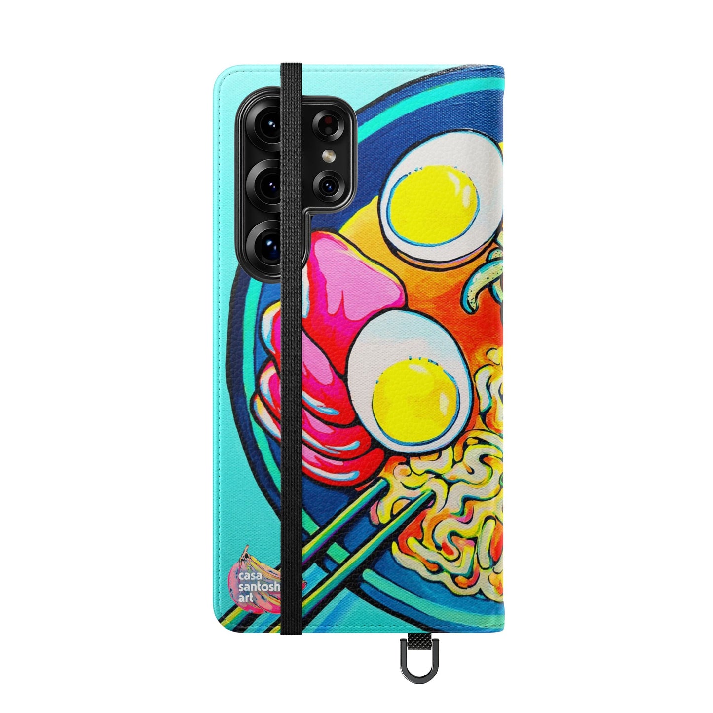 Neon Ramen Flip Phone Case – Wallet Cover with Card Slots