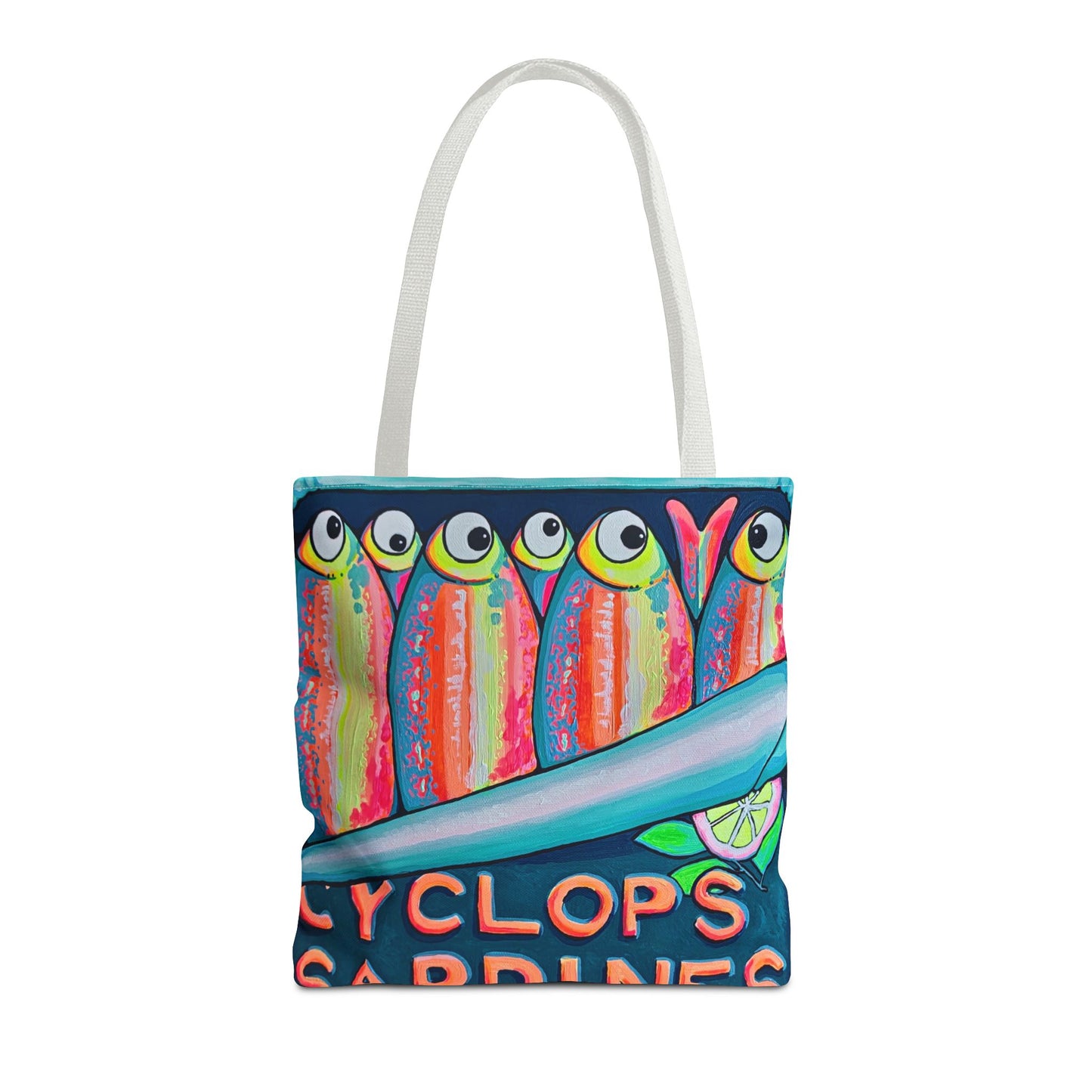 Premium Neon Sardines Tote Bag, Original Artist Design, Reusable Shopping Tote, Eco-Friendly