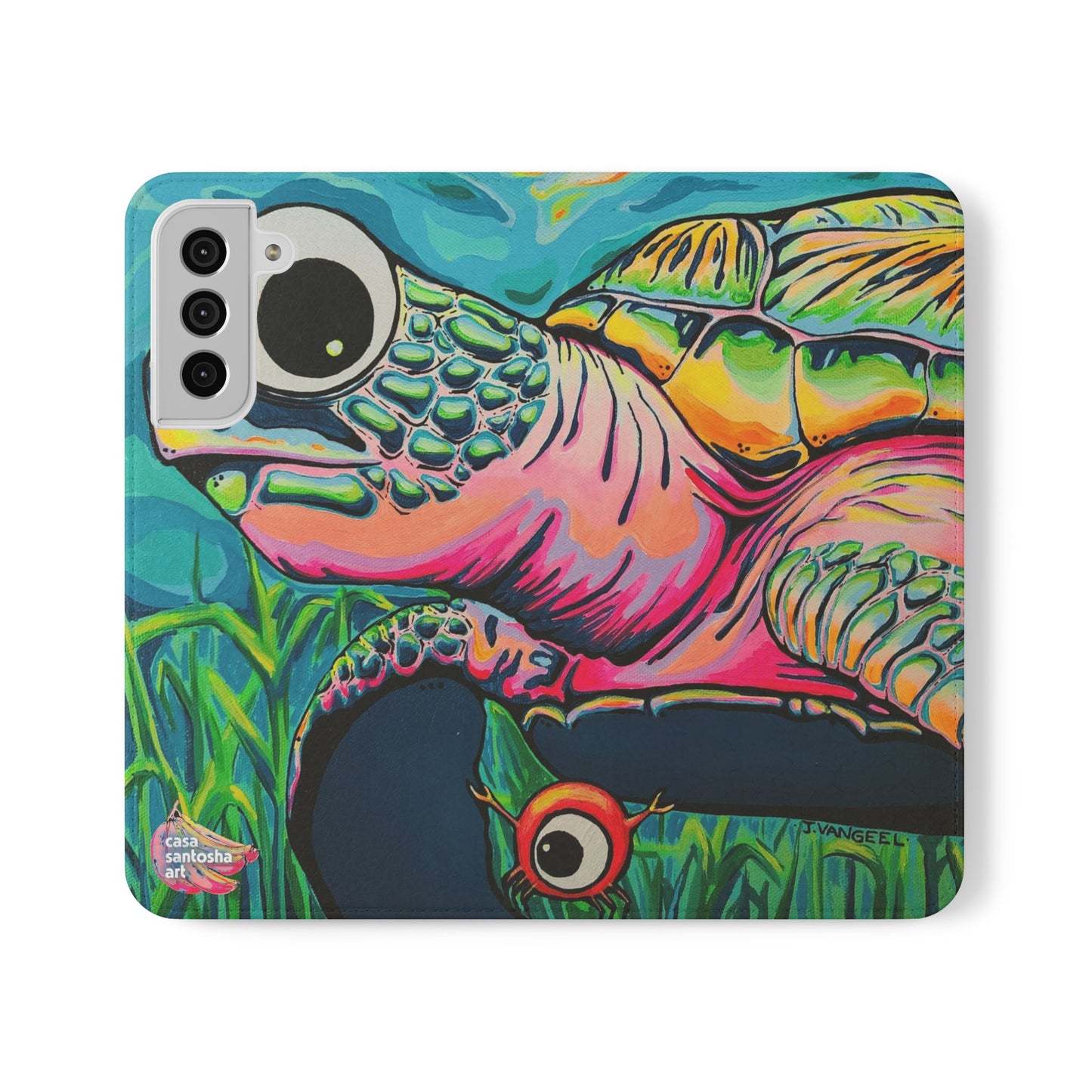 Cyclops Turtle Flip Phone Case – Wallet Cover with Card Slots