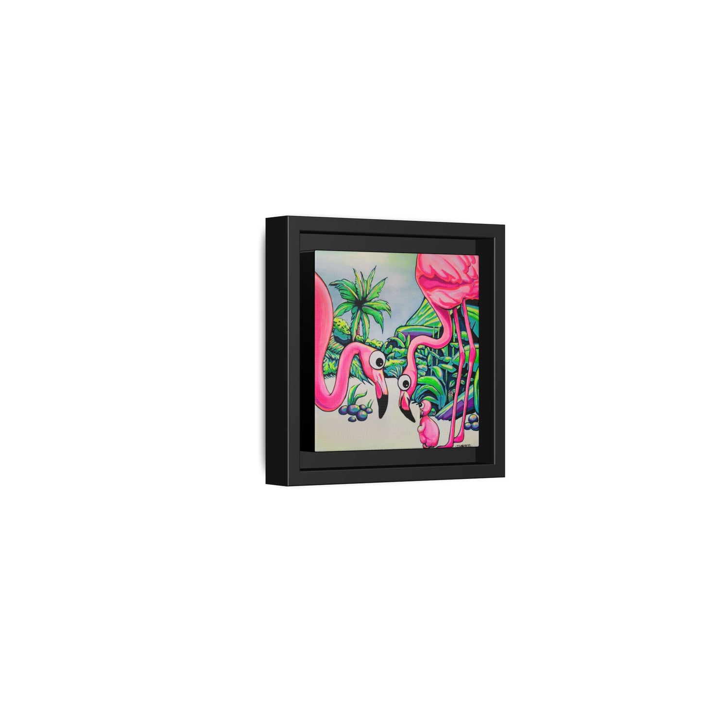 Framed Cyclops Flamingo Family Canvas Print