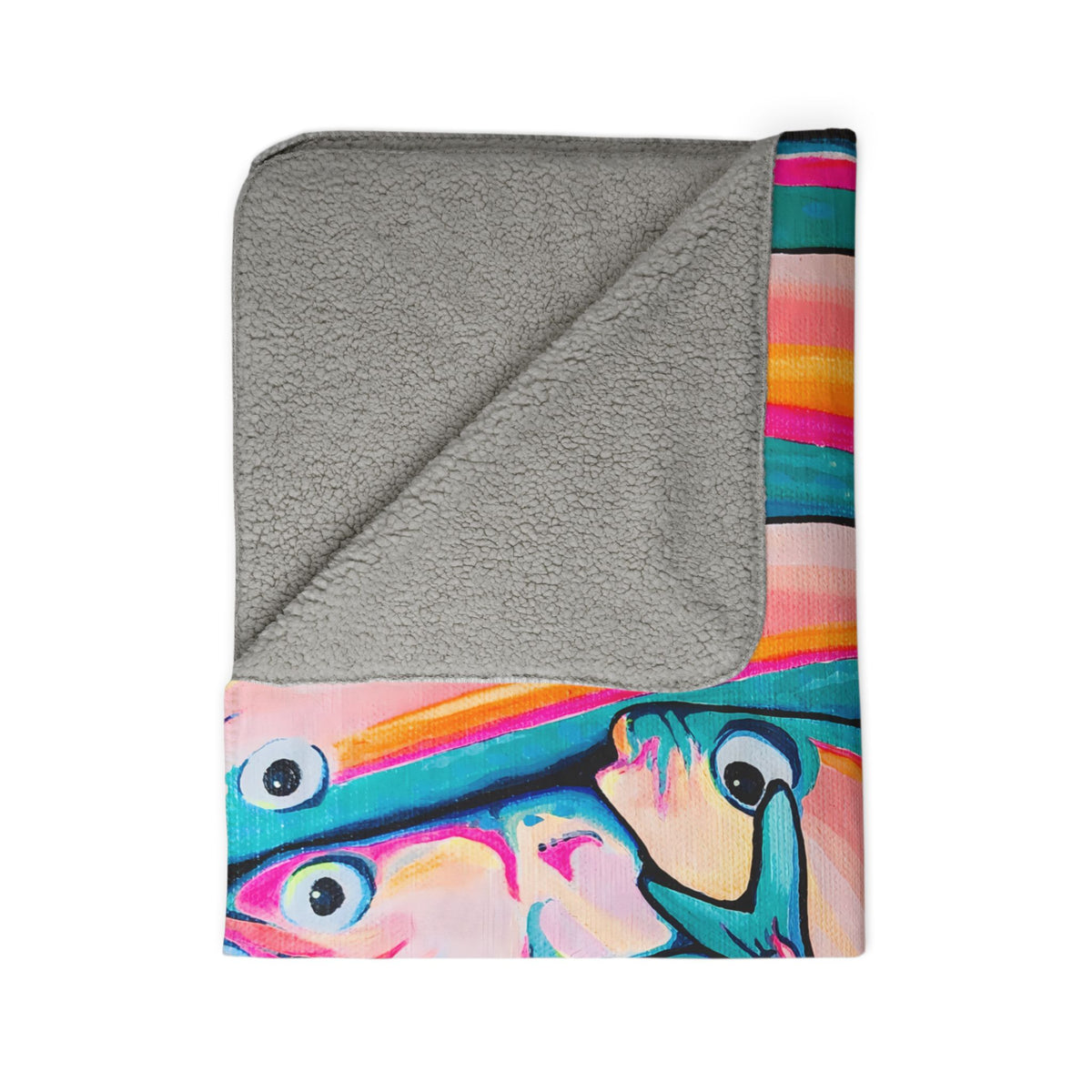 Neon Fish Fleece Sherpa Blanket