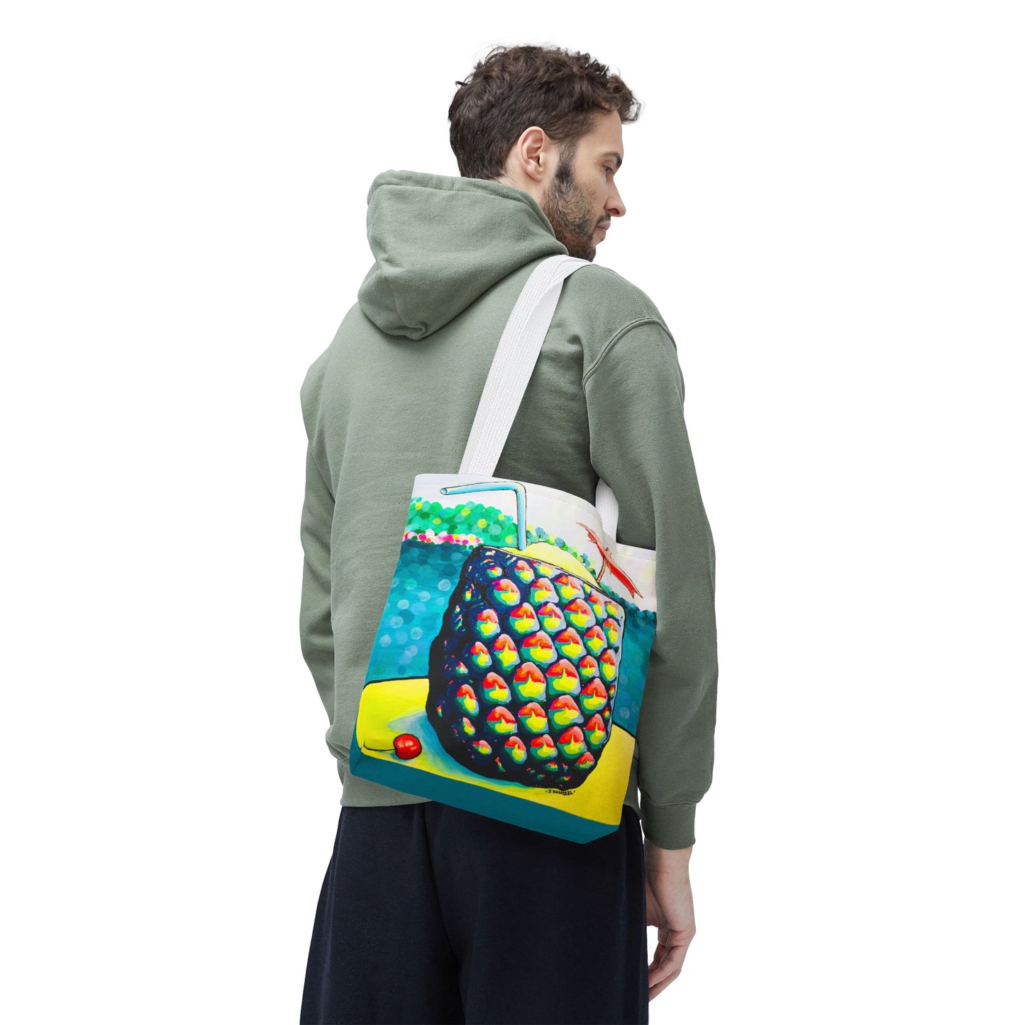 Premium Neon Piña Colada Tote Bag, Original Artist Design, Reusable Shopping Tote,  Eco-Friendly