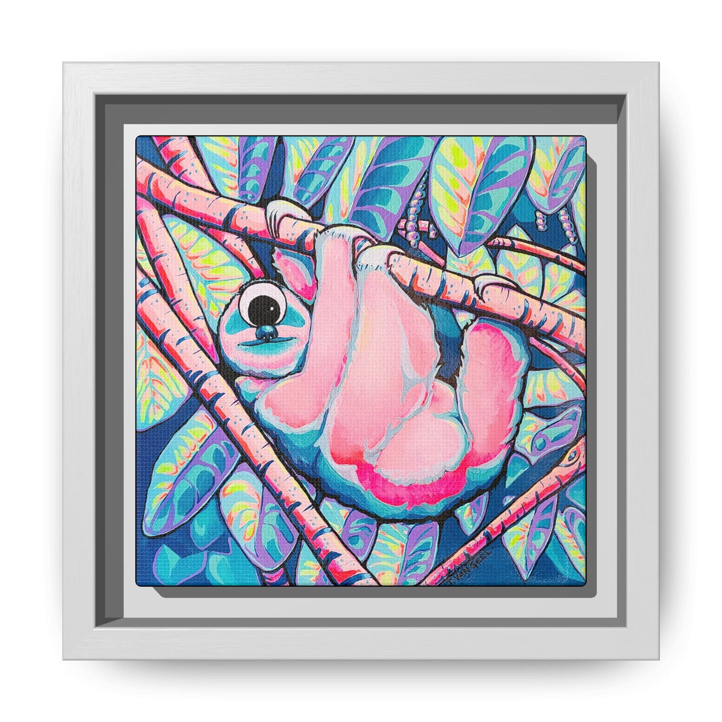Framed Cyclops Sloth Canvas Print