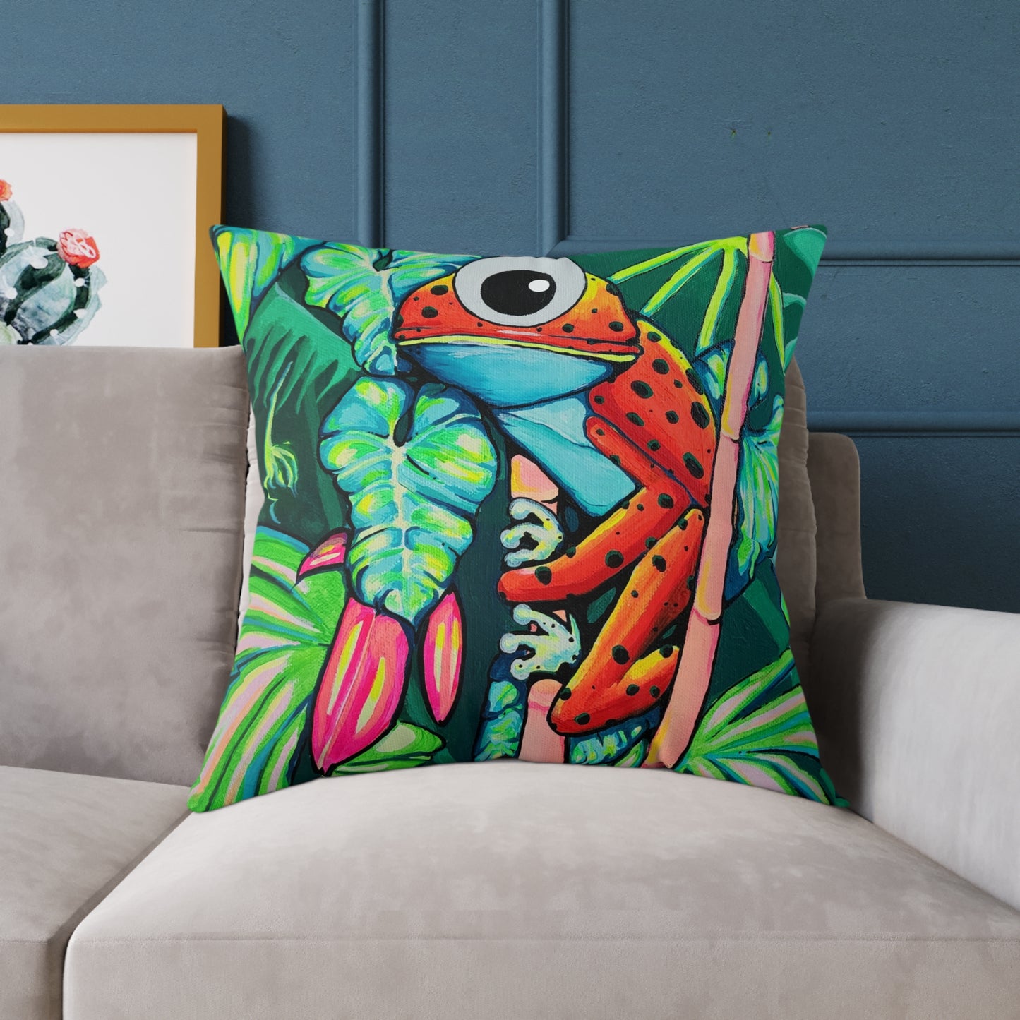 Cyclops Red Frog Art Canvas Decorative Pillow