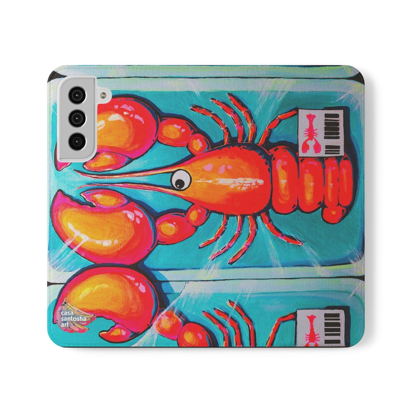 Neon Lobster Flip Phone Case – Wallet Cover with Card Slots