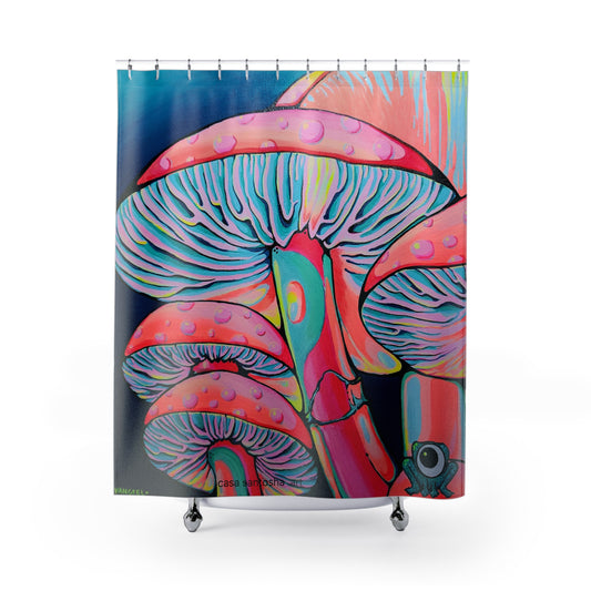 Trippy Mushrooms Pop Art Shower Curtain