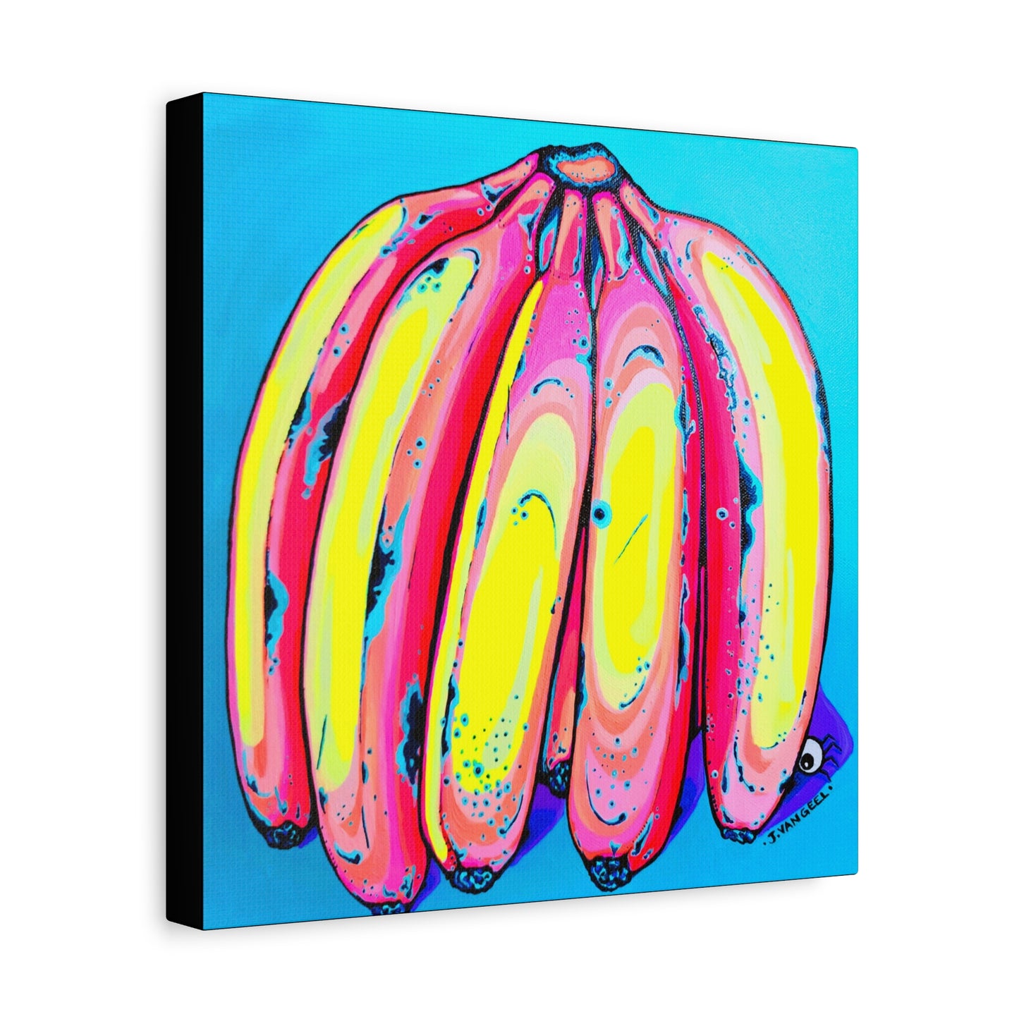Neon Fat Bananas Canvas Wall Art