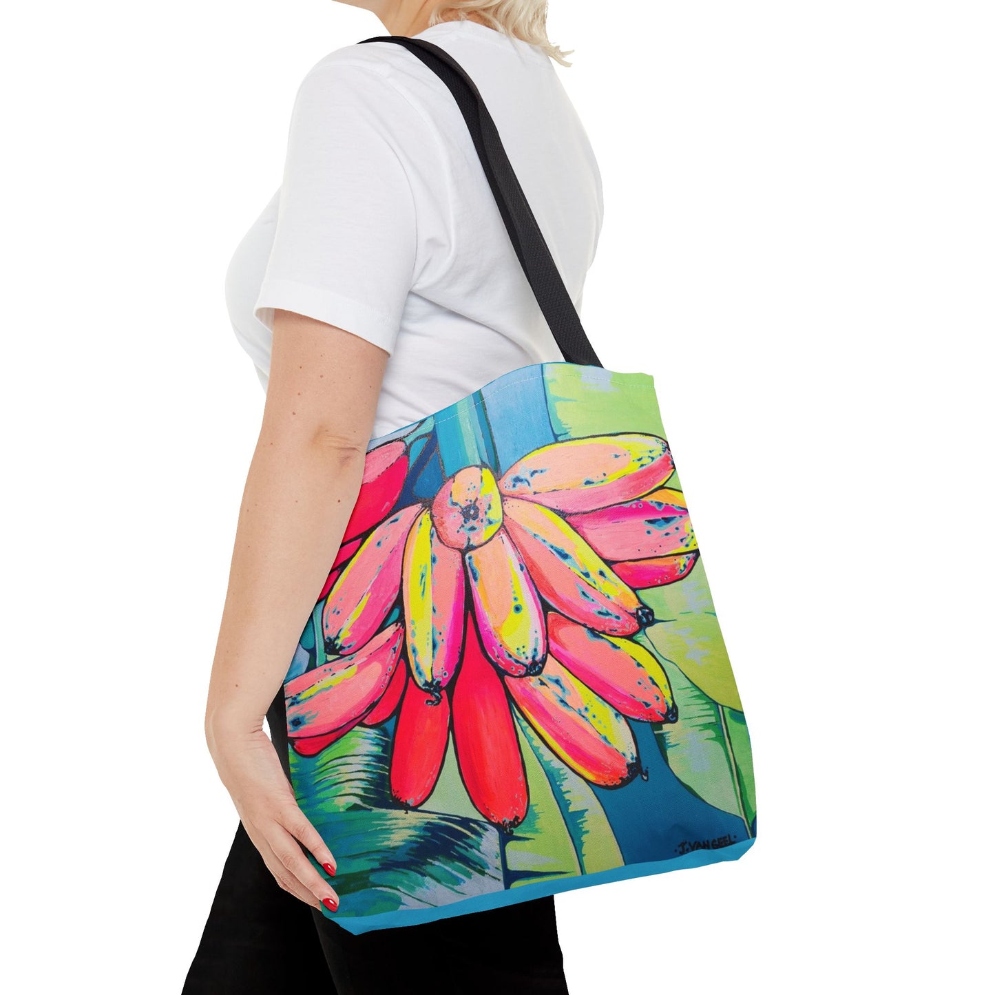 Premium Neon Primitivo Bananas Tote Bag, Original Artist Design, Reusable Shopping Tote, Eco-Friendly