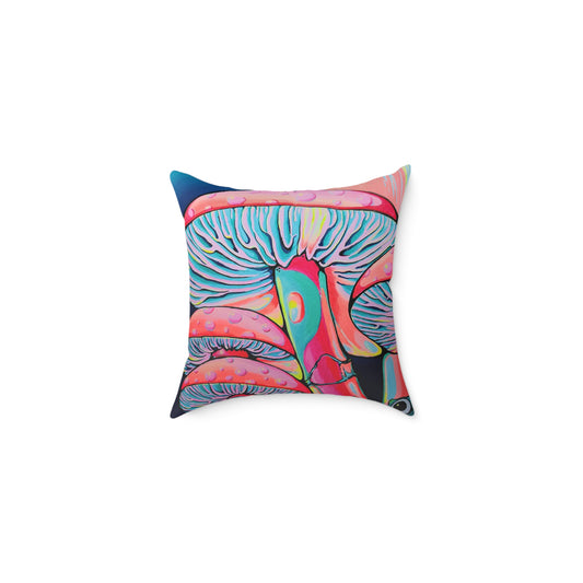Trippy Mushrooms Art Canvas Decorative Pillow