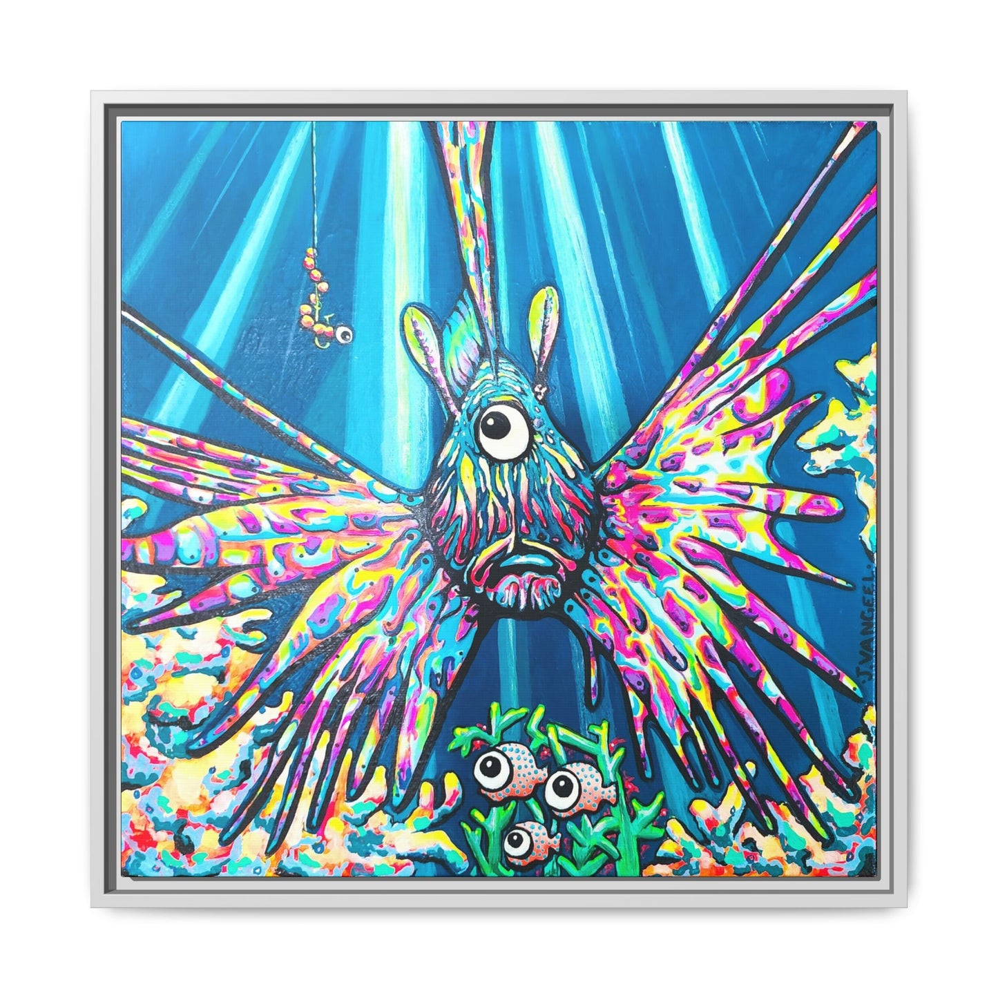 Framed Cyclops Lionfish Canvas Print
