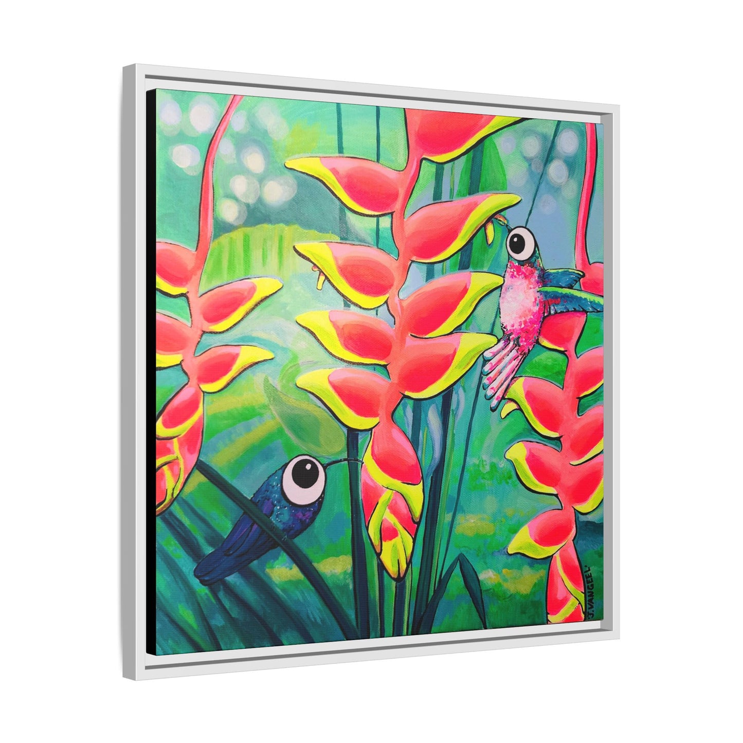Framed Cyclops Hummingbirds Canvas Print