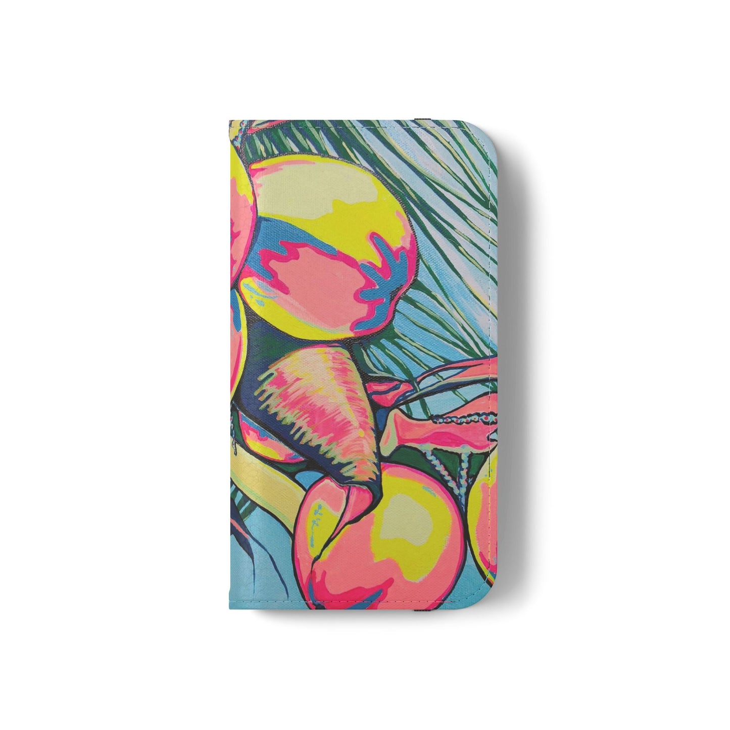 Neon Coconuts Flip Phone Case – Wallet Cover with Card Slots