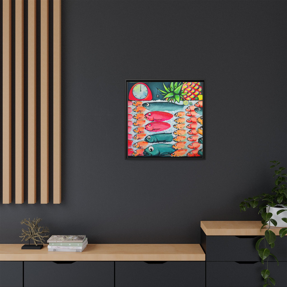 Framed Neon Cabo Fish Market Canvas Wall Art