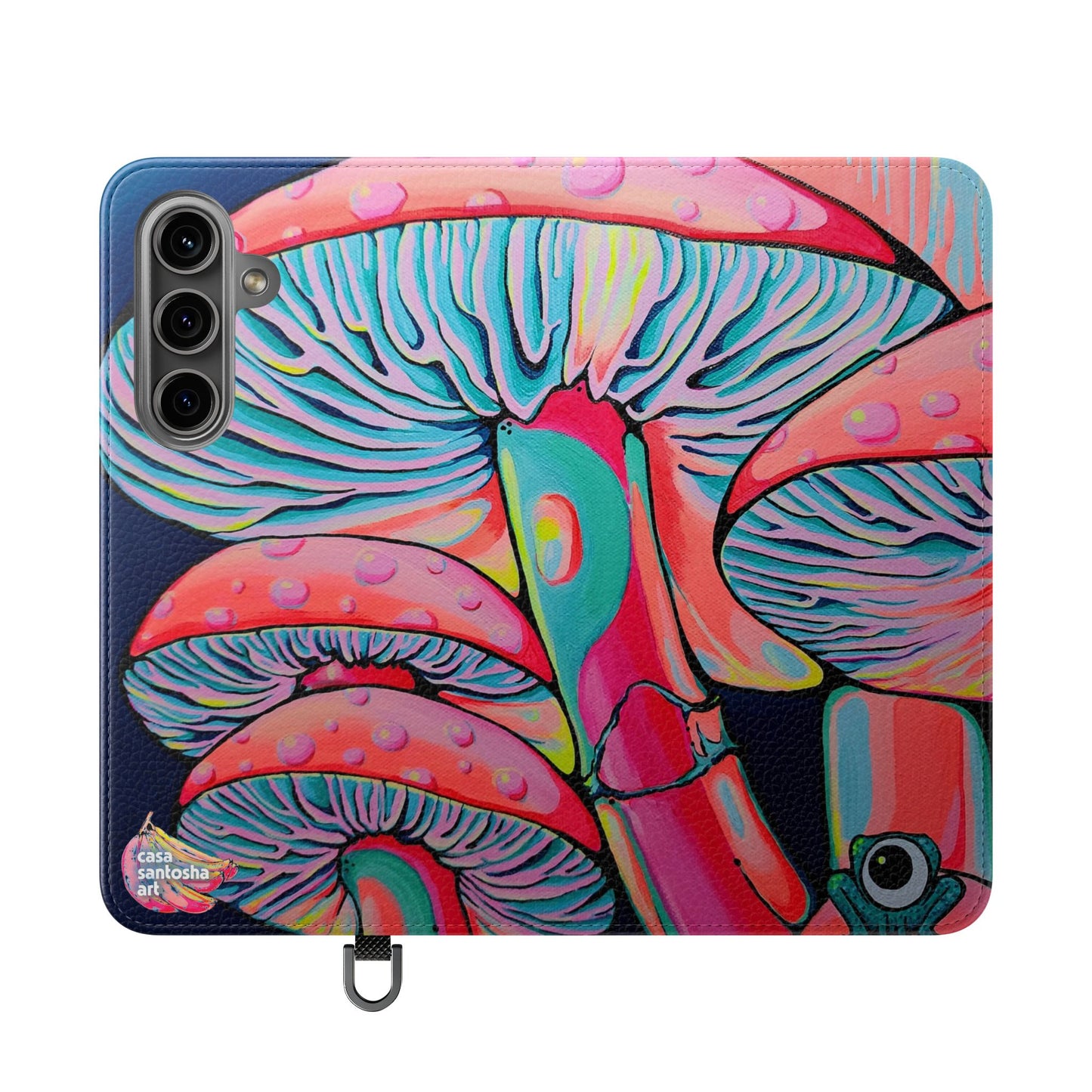 Trippy Mushrooms Flip Phone Case – Wallet Cover with Card Slots