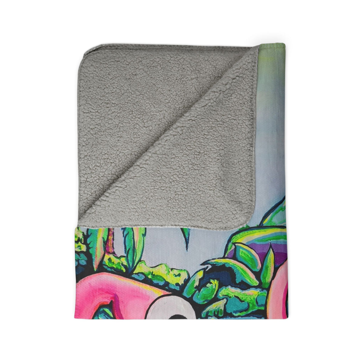 Cyclops Flamingo Family Fleece Sherpa Blanket