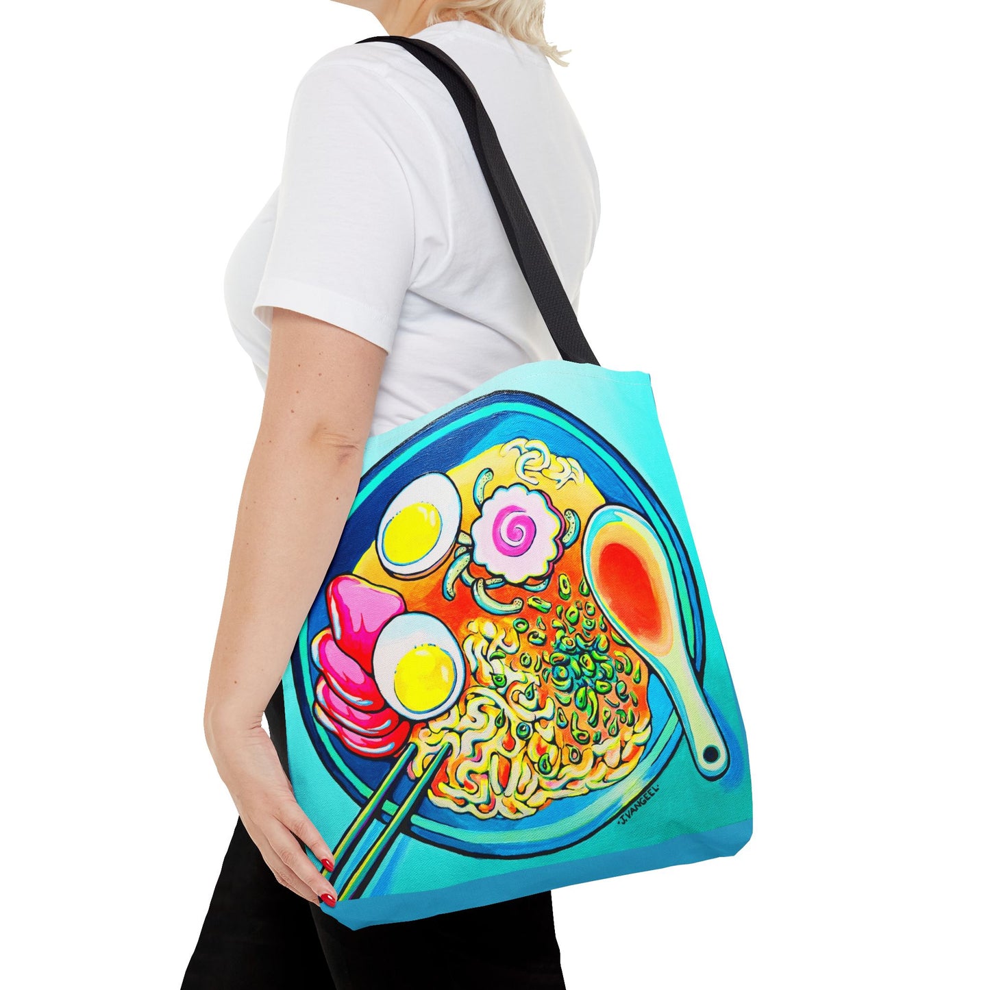 Premium Neon Ramen Tote Bag, Original Artist Design, Reusable Shopping Tote, Eco-Friendly