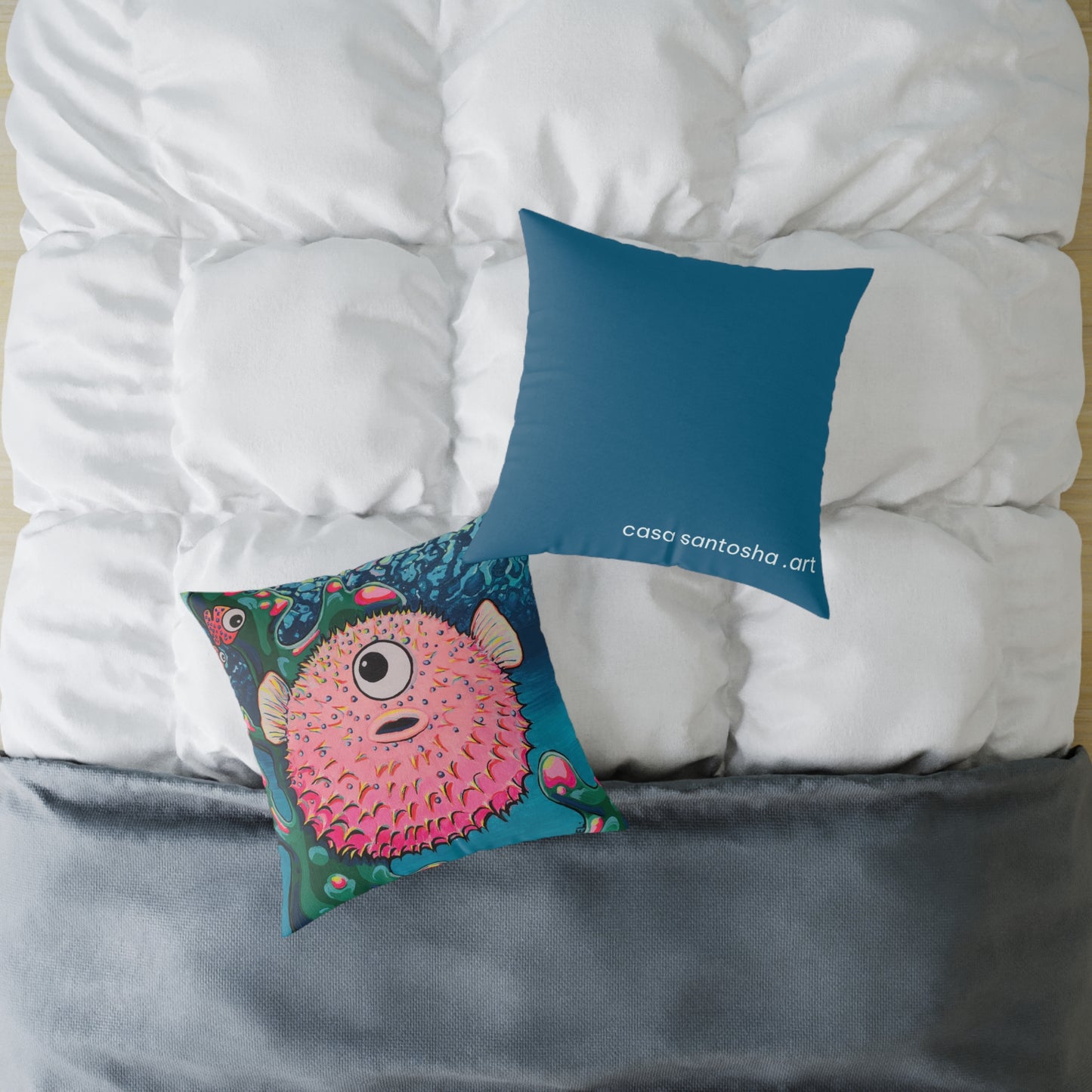 Cyclops Pufferfish Art Canvas Decorative Pillow