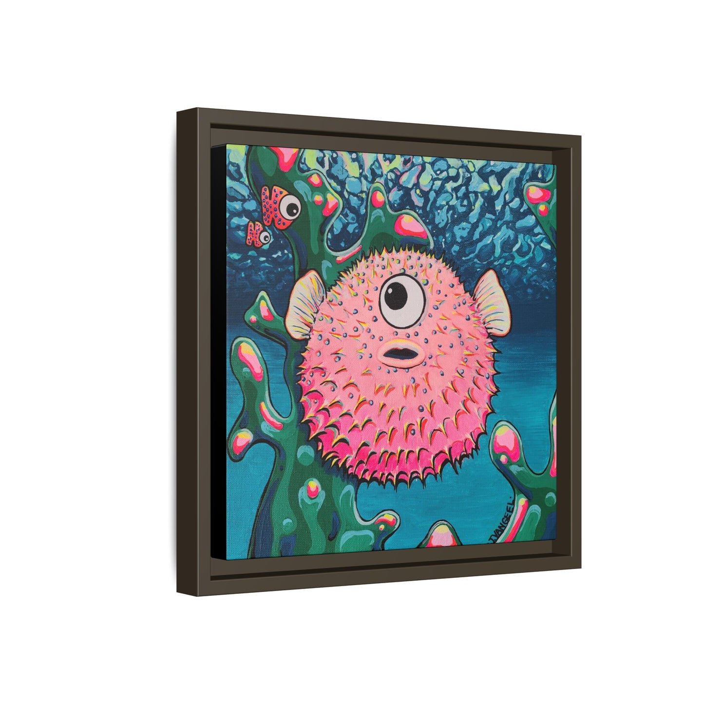 Framed Cyclops Pufferfish Canvas Print