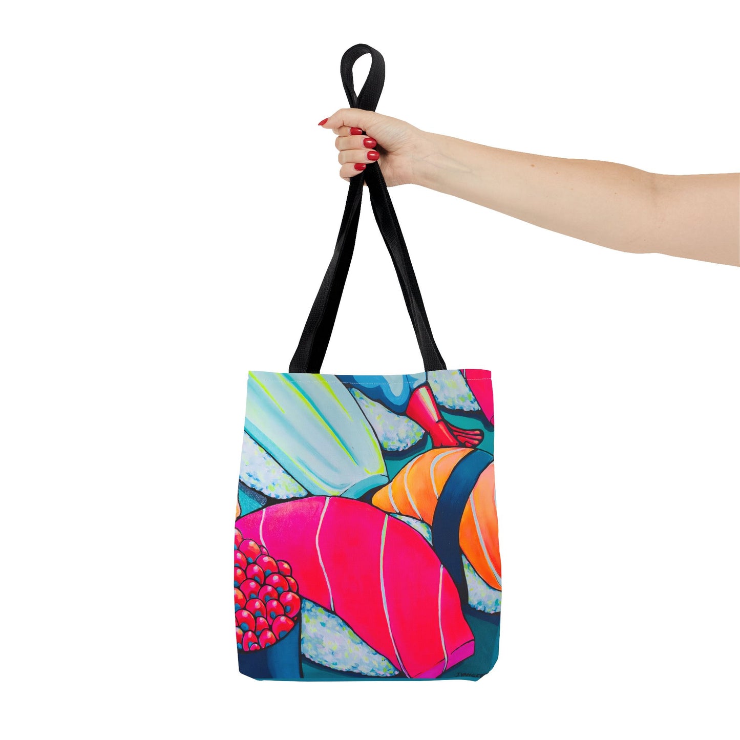 Sac fourre-tout Sushi Néon Premium, Design d'artiste original, Sac de courses réutilisable, Écologique