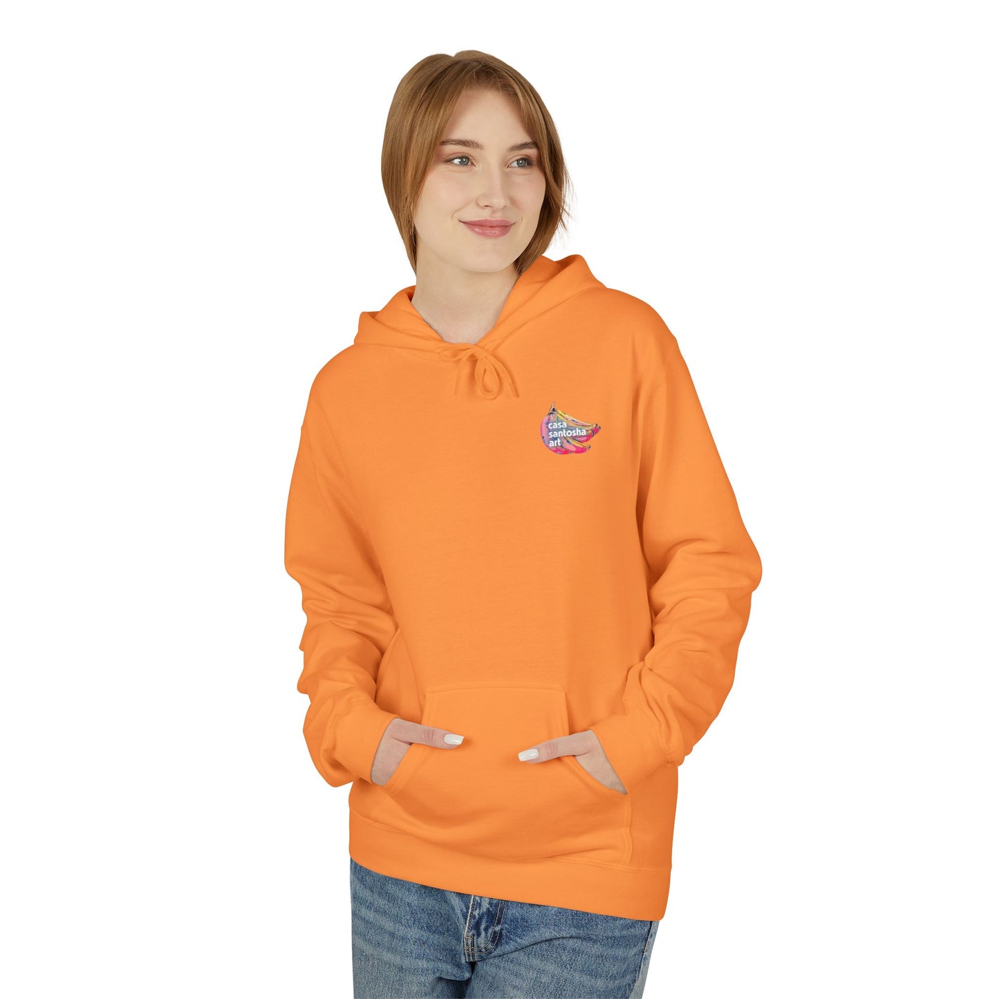 Sweat à capuche doux unisexe néon motif sushis