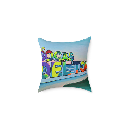 Bocas Del Toro Sign Art Canvas Decorative Pillow