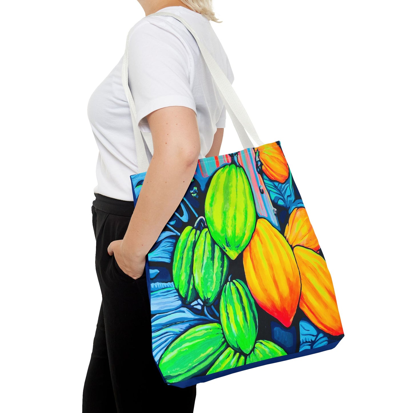 Premium Neon Cacao Tote Bag, Original Artist Design, Reusable Shopping Tote, Eco-Friendly