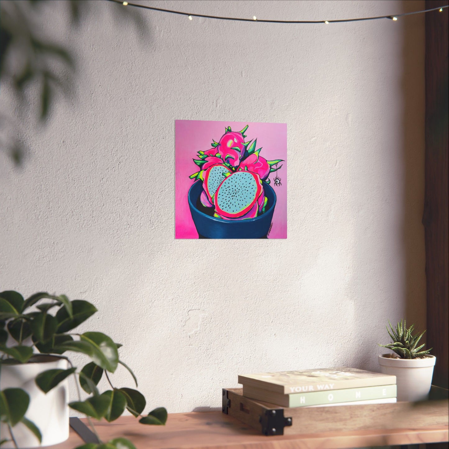 Neon Pink Dragon Fruit Giclée Art Poster
