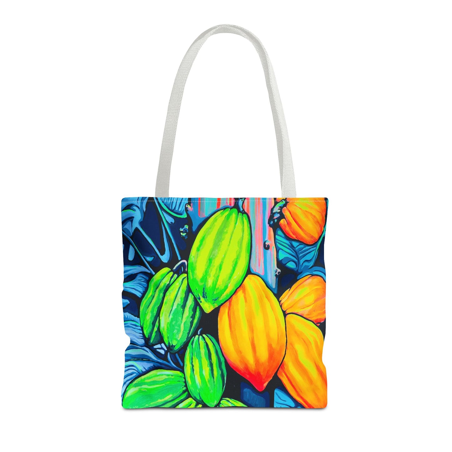 Premium Neon Cacao Tote Bag, Original Artist Design, Reusable Shopping Tote, Eco-Friendly