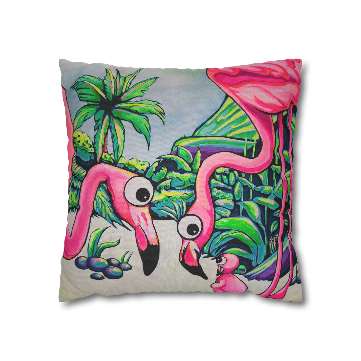 Cyclops Flamingo Family Pillowcase for Throw Pillow, Cover Only