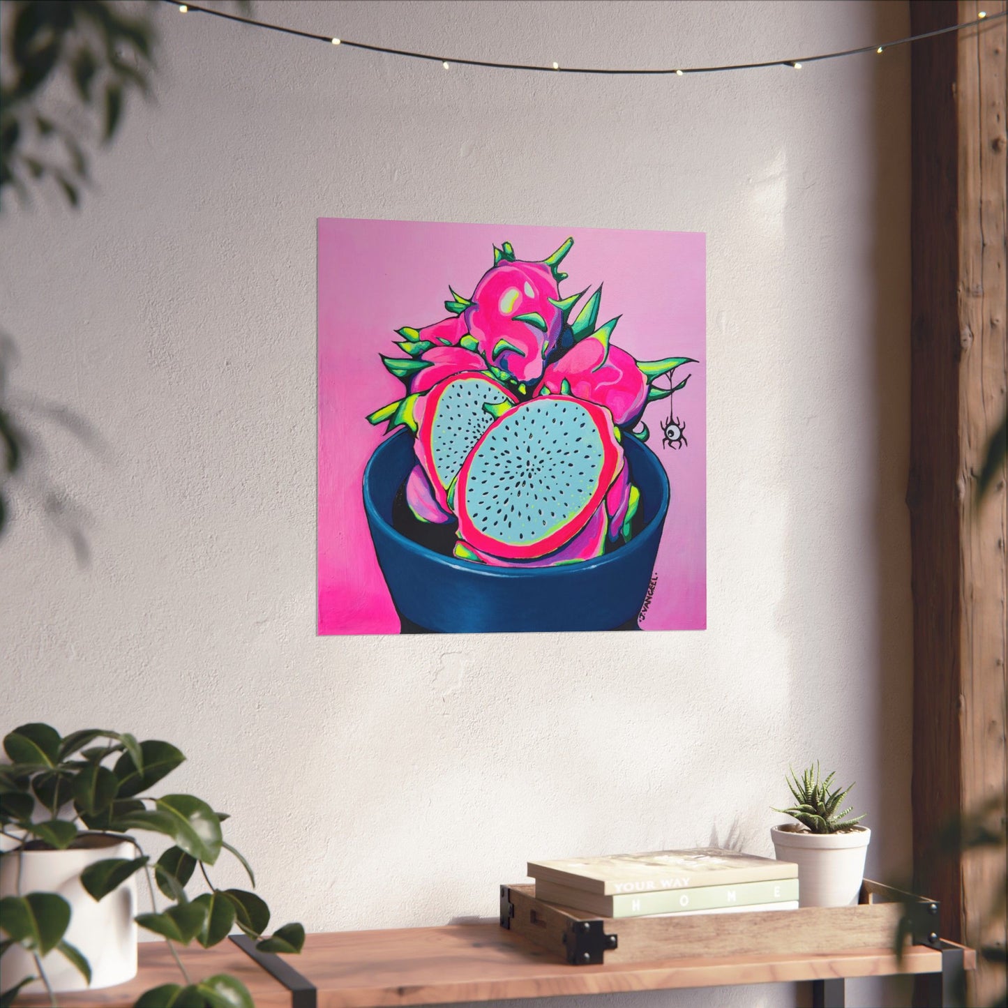 Neon Pink Dragon Fruit Giclée Art Poster