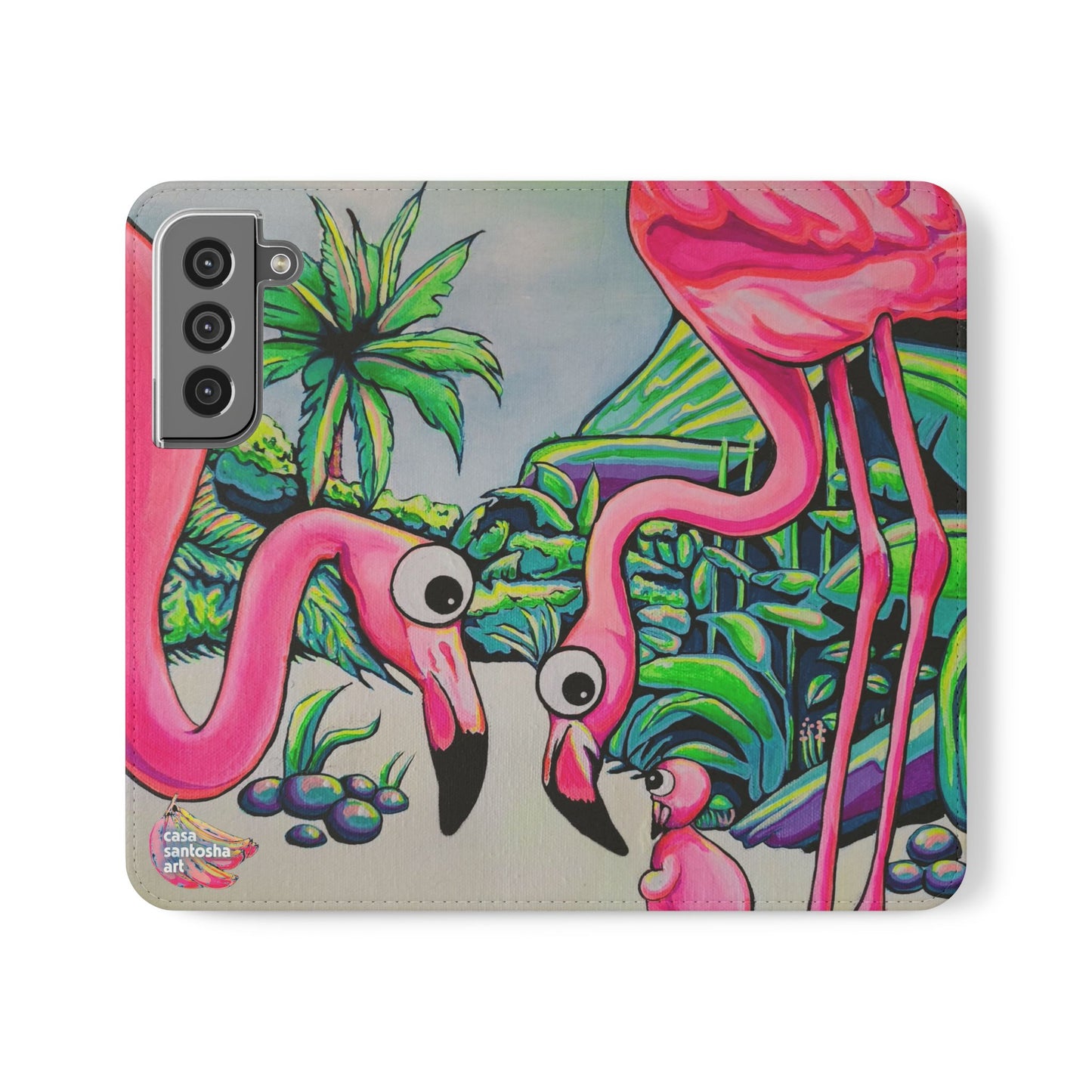 Cyclops Flamingo Family Flip Phone Case – Wallet Cover with Card Slots