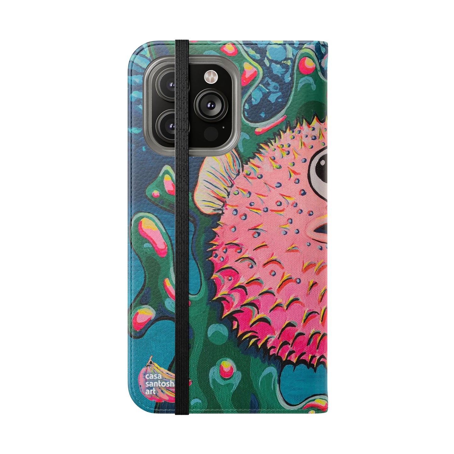 Cyclops Pufferfish Flip Phone Case – Wallet Cover with Card Slots
