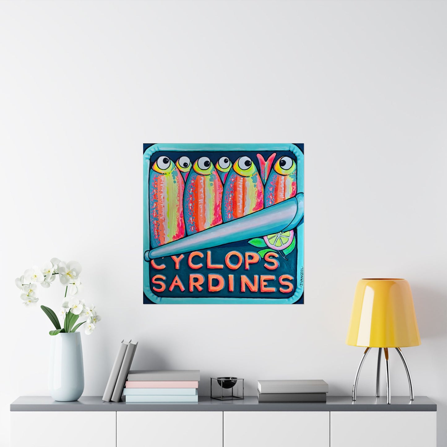 Neon Sardines Giclée Art Poster