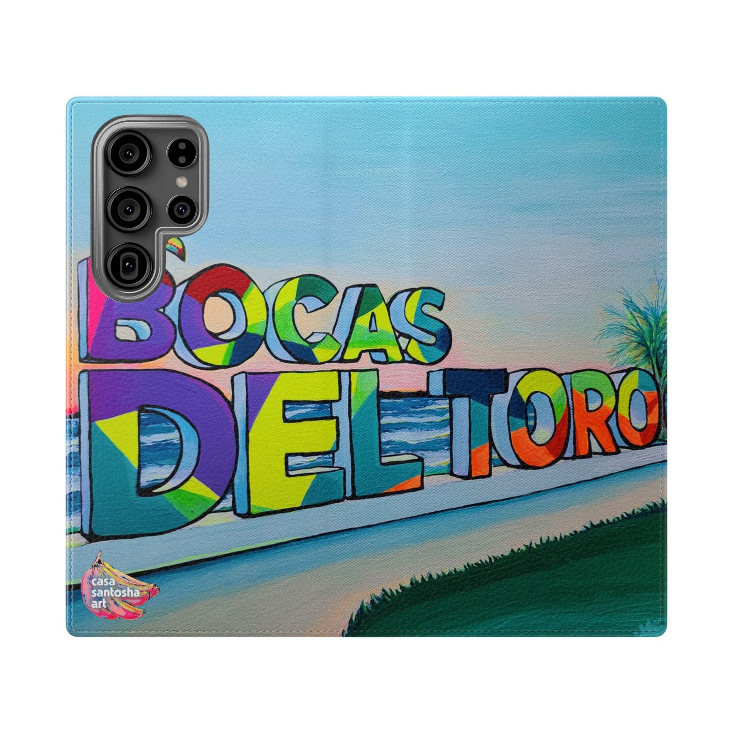 Bocas Del Toro Sign Flip Phone Case – Wallet Cover with Card Slots