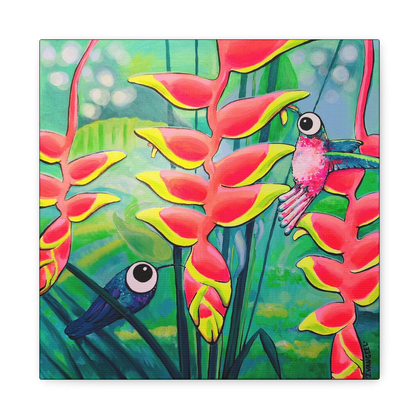 Cyclops Hummingbirds Original Canvas Art Print, Original Artist Design, Home Decor Wall Art
