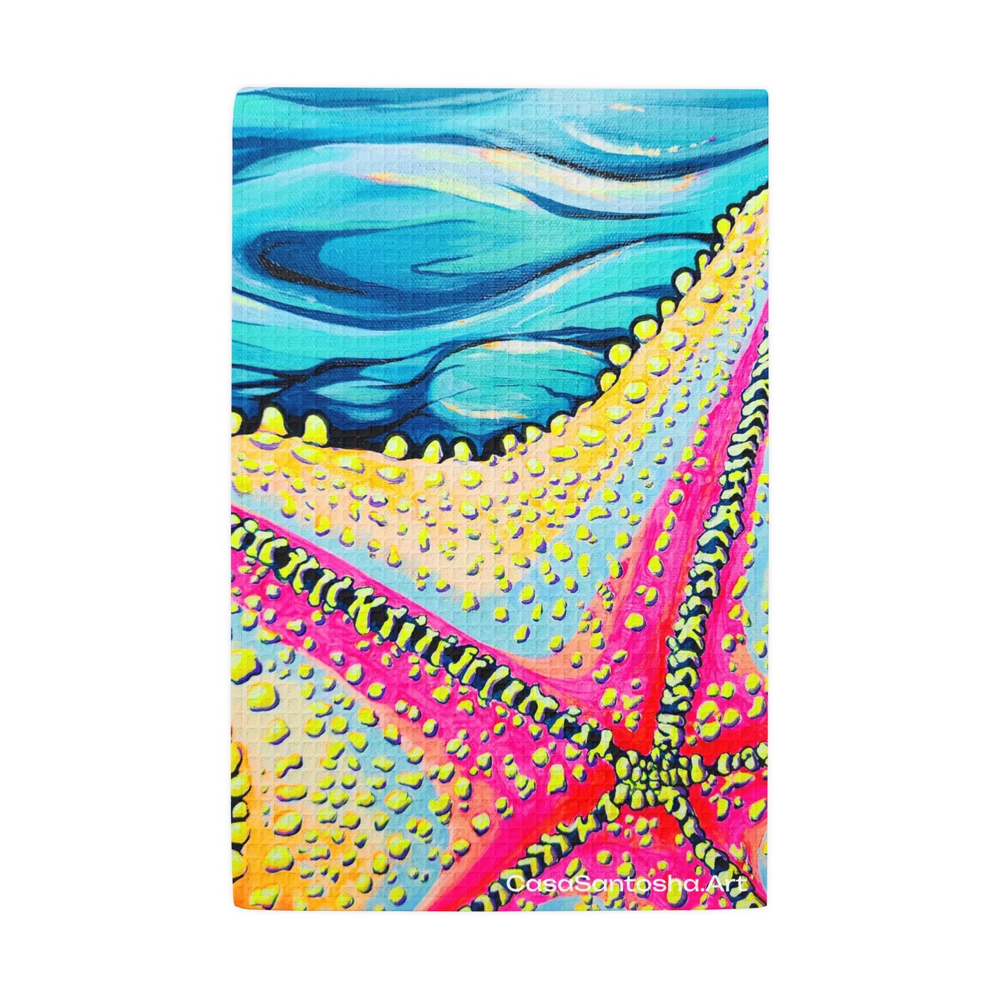 Starfish Beach Bocas Waffle Weave Kitchen Hand Towel