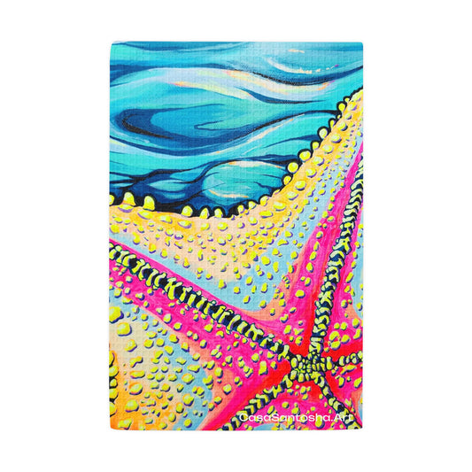 Starfish Beach Bocas Waffle Weave Kitchen Hand Towel